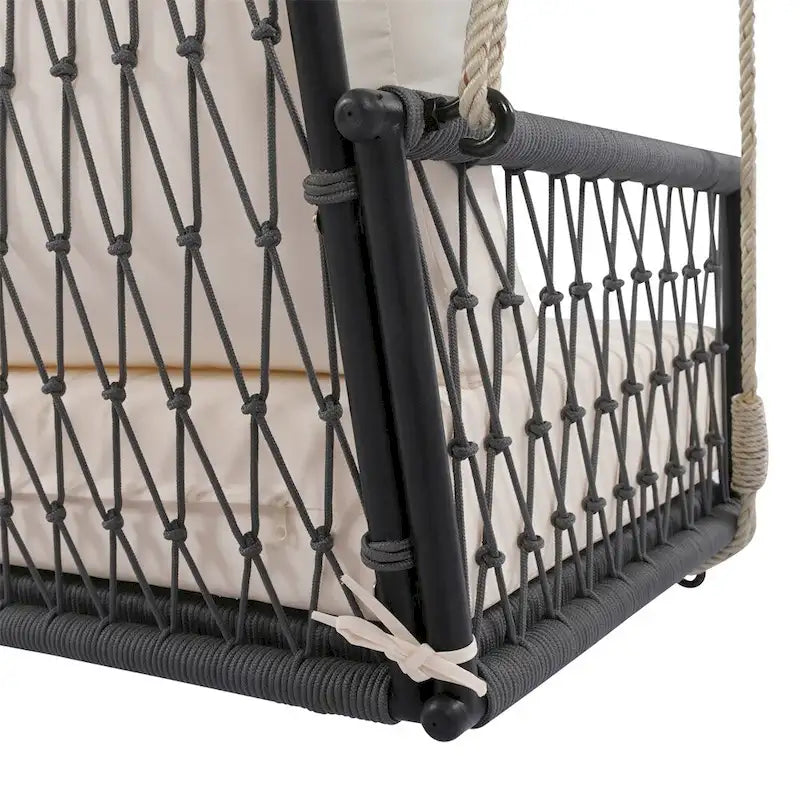 Canapé-balançoire d'extérieur monobloc en corde tressée avec coussins moelleux