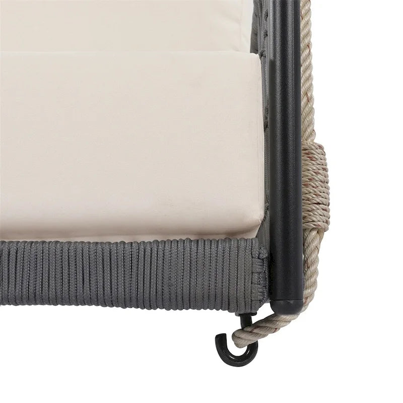 Canapé-balançoire d'extérieur monobloc en corde tressée avec coussins moelleux