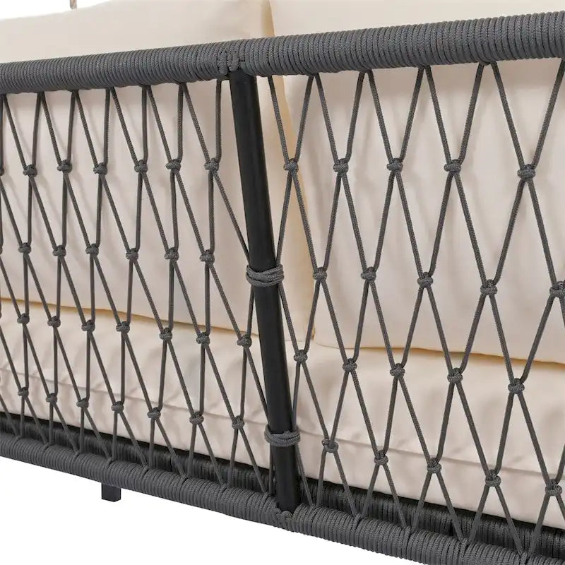 Canapé-balançoire d'extérieur monobloc en corde tressée avec coussins moelleux