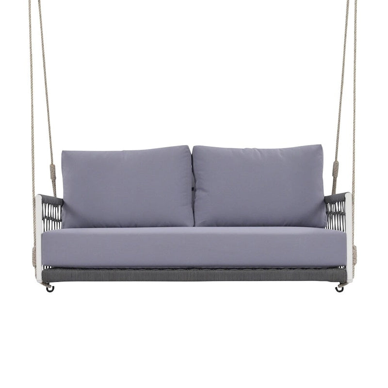 Canapé-balançoire d'extérieur monobloc en corde tressée avec coussins moelleux