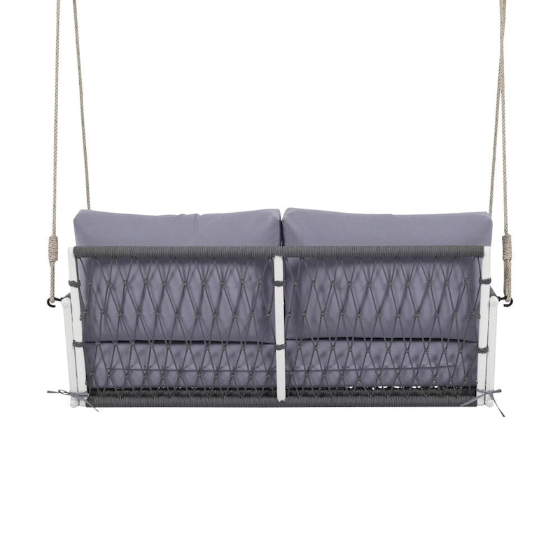 Canapé-balançoire d'extérieur monobloc en corde tressée avec coussins moelleux