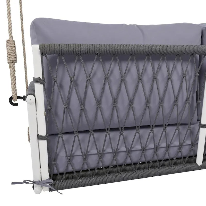 Canapé-balançoire d'extérieur monobloc en corde tressée avec coussins moelleux