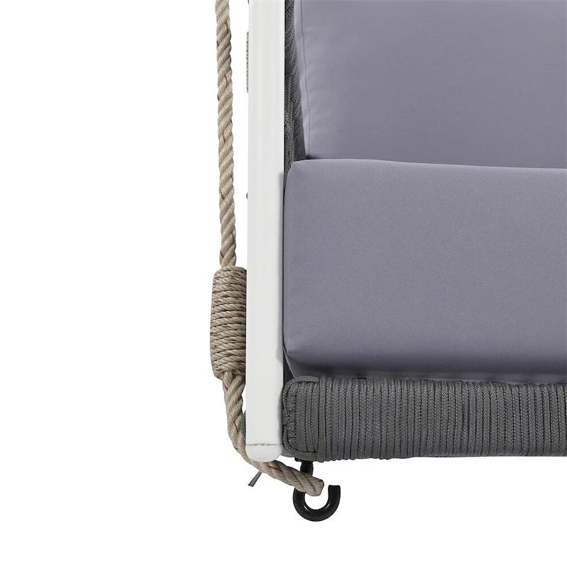Canapé-balançoire d'extérieur monobloc en corde tressée avec coussins moelleux