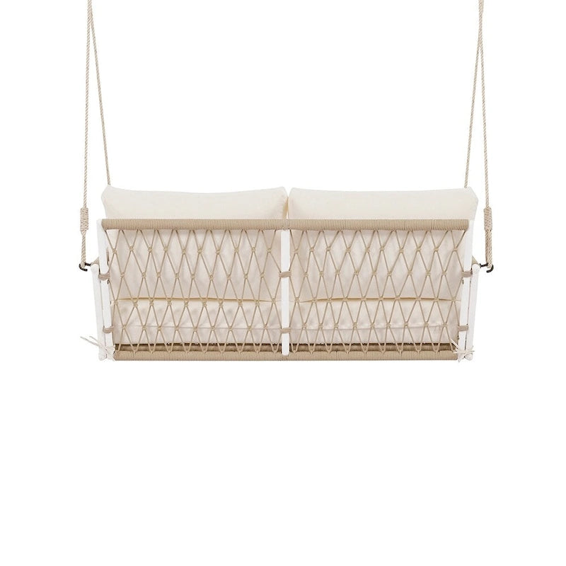 Canapé-balançoire d'extérieur monobloc en corde tressée avec coussins moelleux