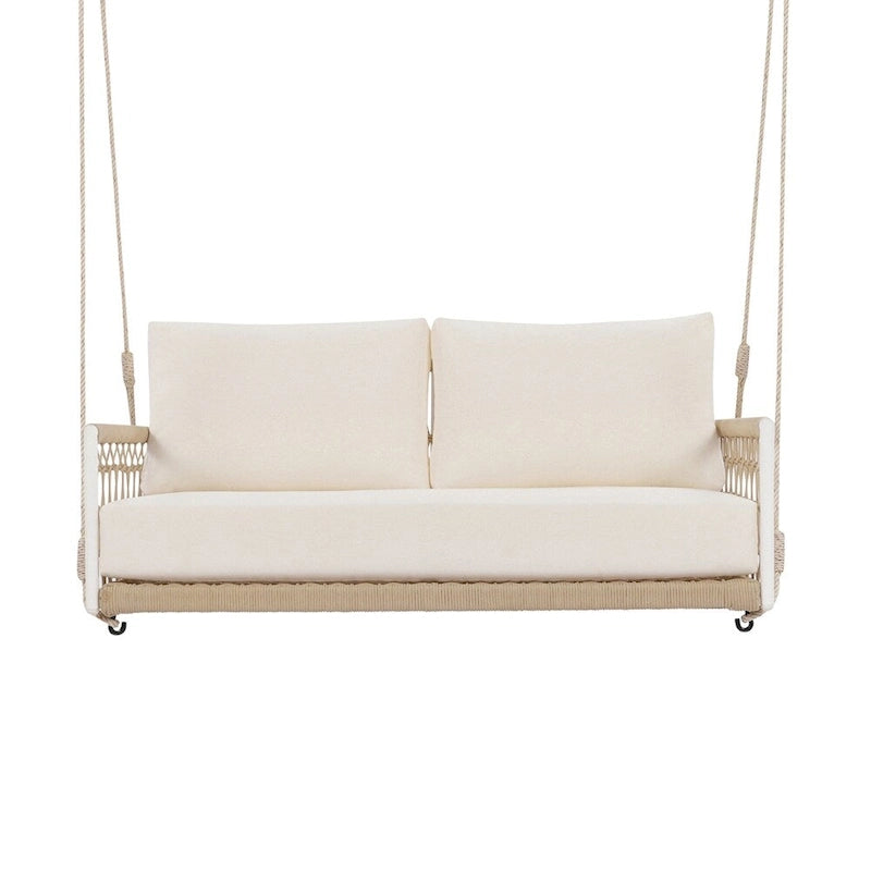 Canapé-balançoire d'extérieur monobloc en corde tressée avec coussins moelleux