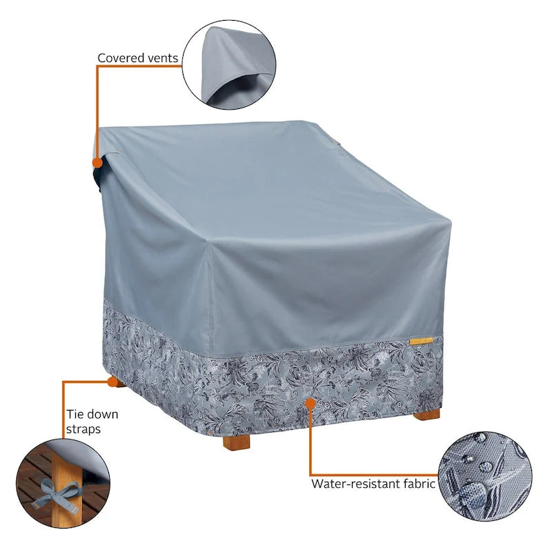 Housse imperméable pour fauteuil de jardin Vera Bradley par Classic Accessories, 76 x 89 x 81 cm, motif Toile Forêt Tropicale Grise
