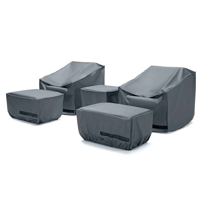 Cannes 5 Piece Polyester Outdoor Patio Club Chair Deluxe Furniture Cover - Grey