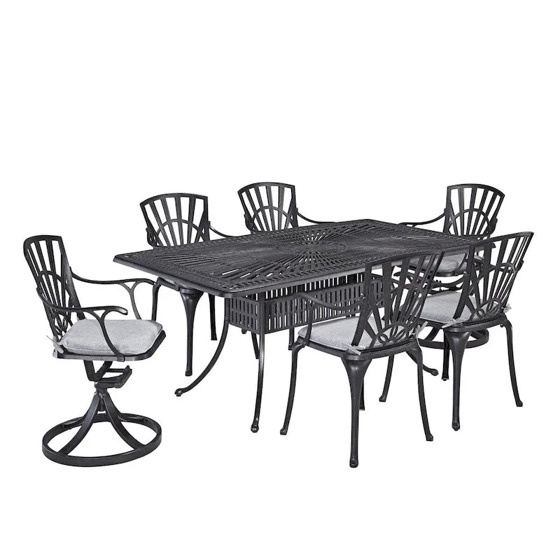 Ensemble de salle à manger d'extérieur 7 pièces en aluminium couleur anthracite Grenada - 72 x 29 x 42