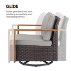 Canapé d'extérieur avec pouf et fauteuils à bascule - Marron