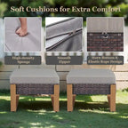 Canapé d'extérieur avec pouf et fauteuils à bascule - Marron