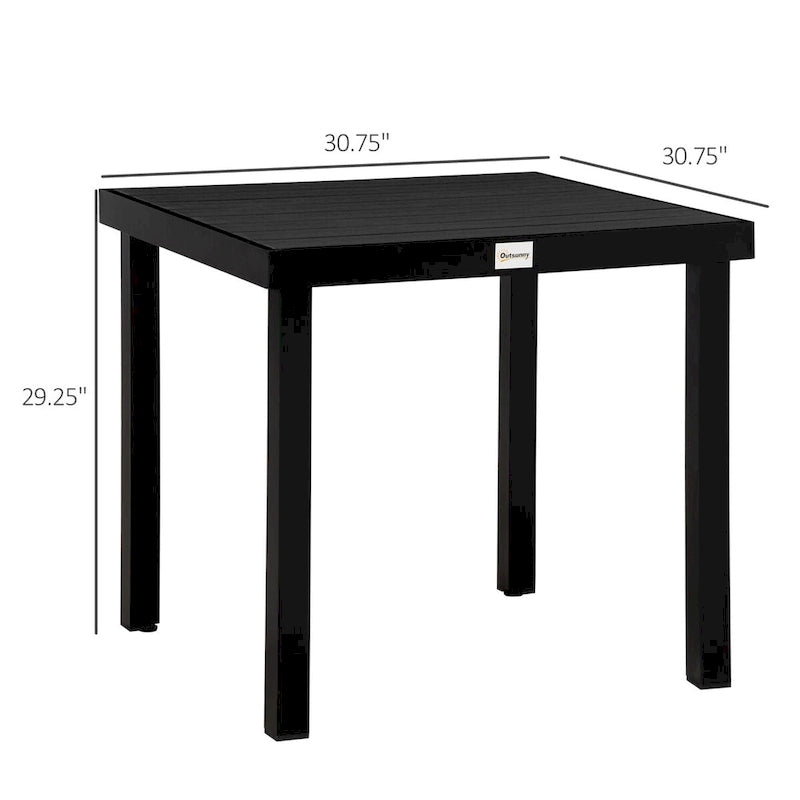 Table de salle à manger carrée d'extérieur pour 4 personnes avec pieds en métal aluminium