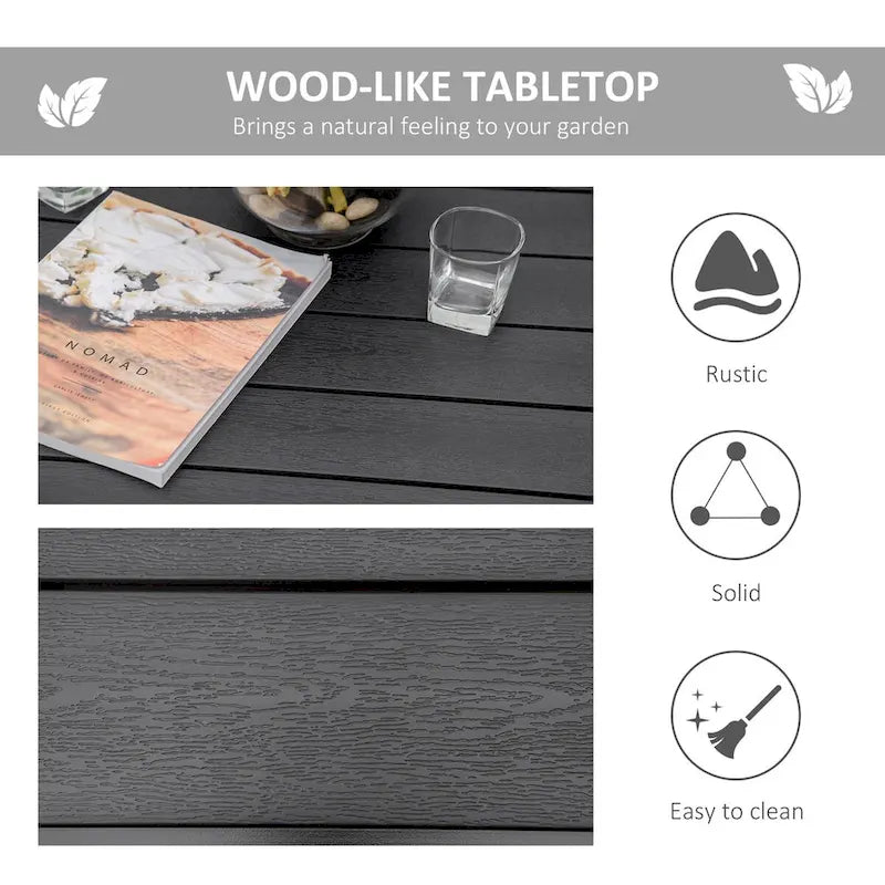 Table de salle à manger carrée d'extérieur pour 4 personnes avec pieds en métal aluminium