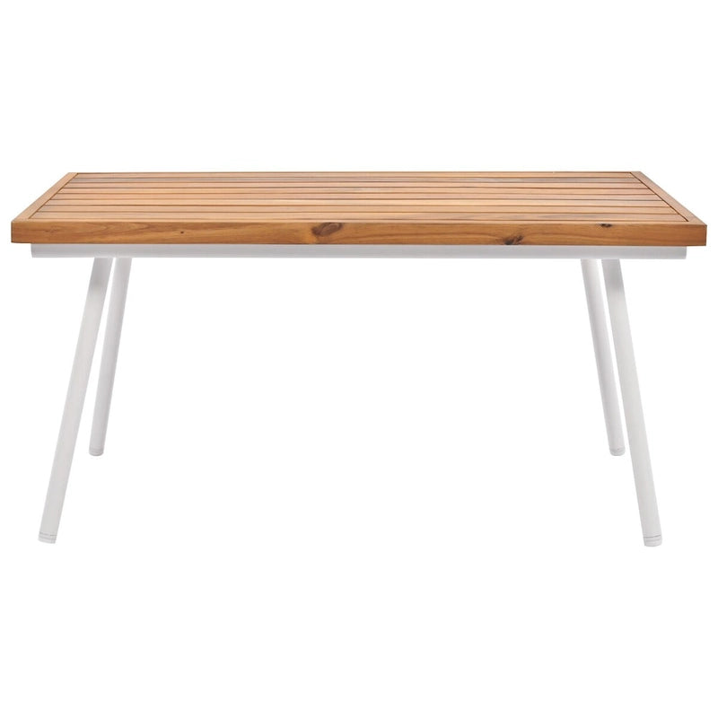 Ensemble de conversation bohème beige 4 pièces pour patio avec table en bois d'acacia, structure en corde PP et métal faite à la main, pieds réglables