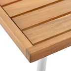 Ensemble de conversation bohème beige 4 pièces pour patio avec table en bois d'acacia, structure en corde PP et métal faite à la main, pieds réglables