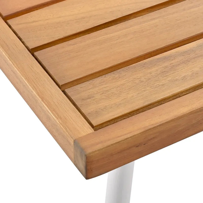 Ensemble de conversation bohème beige 4 pièces pour patio avec table en bois d'acacia, structure en corde PP et métal faite à la main, pieds réglables