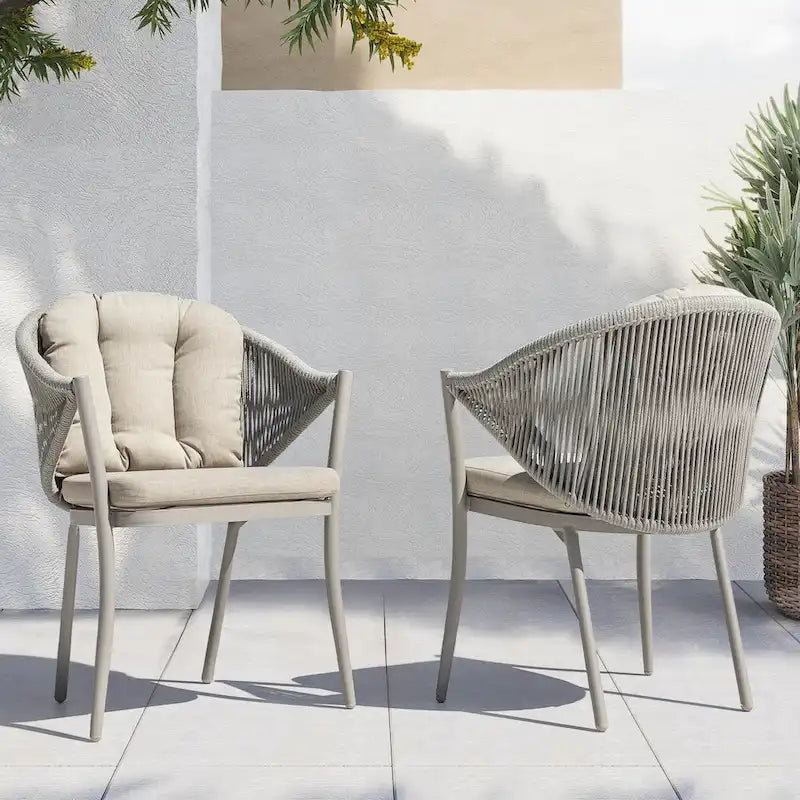Two PCS Assembled Wicker chairs with cushions