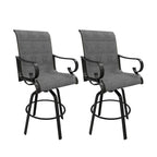 Tabourets de bar pivotants en aluminium gris pour terrasse (lot de 2)