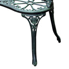 Banc d'extérieur Outsunny, mobilier de jardin en aluminium moulé, banc en métal avec motif floral rose et finition antique, vert