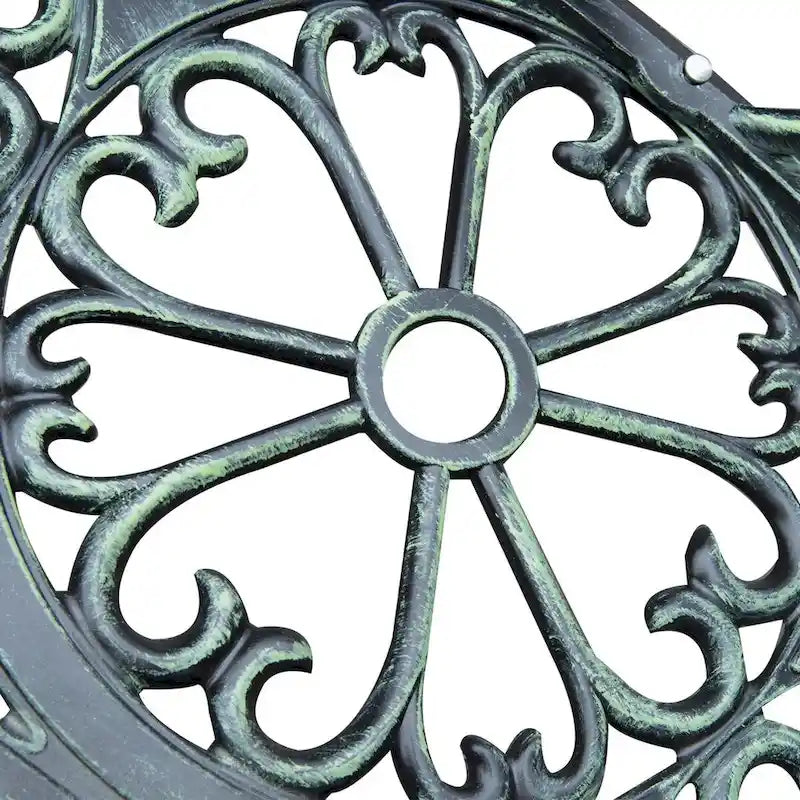 Banc d'extérieur Outsunny, mobilier de jardin en aluminium moulé, banc en métal avec motif floral rose et finition antique, vert