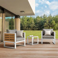 Outdoor Aluminum Sofa Set, Side Table, 2 Armchairs, Cushions