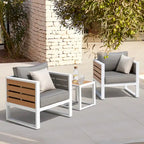 Ensemble de canapé d'extérieur en aluminium, table d'appoint, 2 fauteuils, coussins
