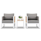 Ensemble de canapé d'extérieur en aluminium, table d'appoint, 2 fauteuils, coussins