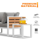 Ensemble de canapé d'extérieur en aluminium, table d'appoint, 2 fauteuils, coussins