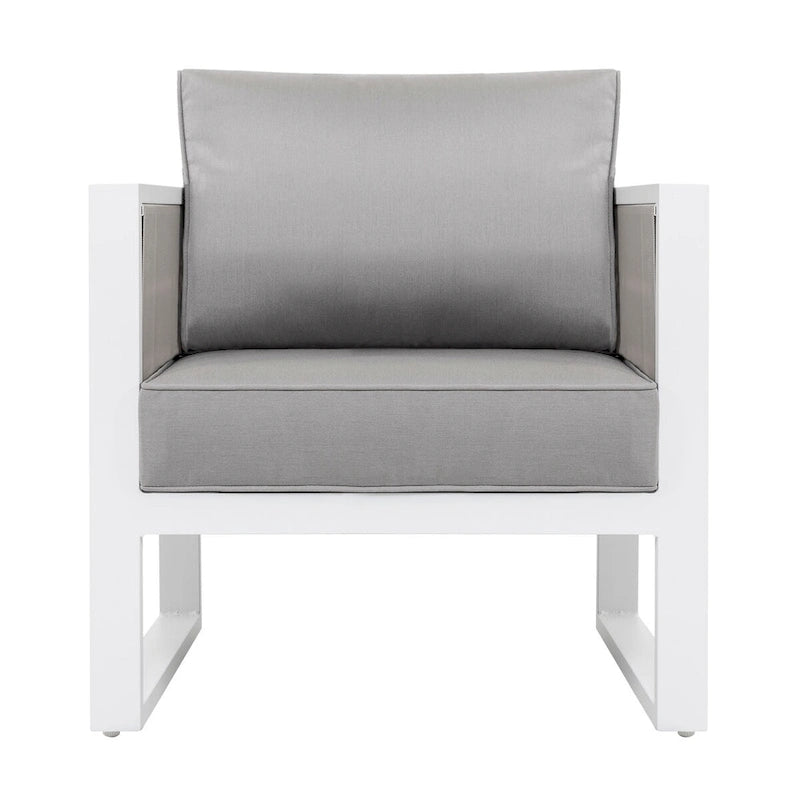 Ensemble de canapé d'extérieur en aluminium, table d'appoint, 2 fauteuils, coussins
