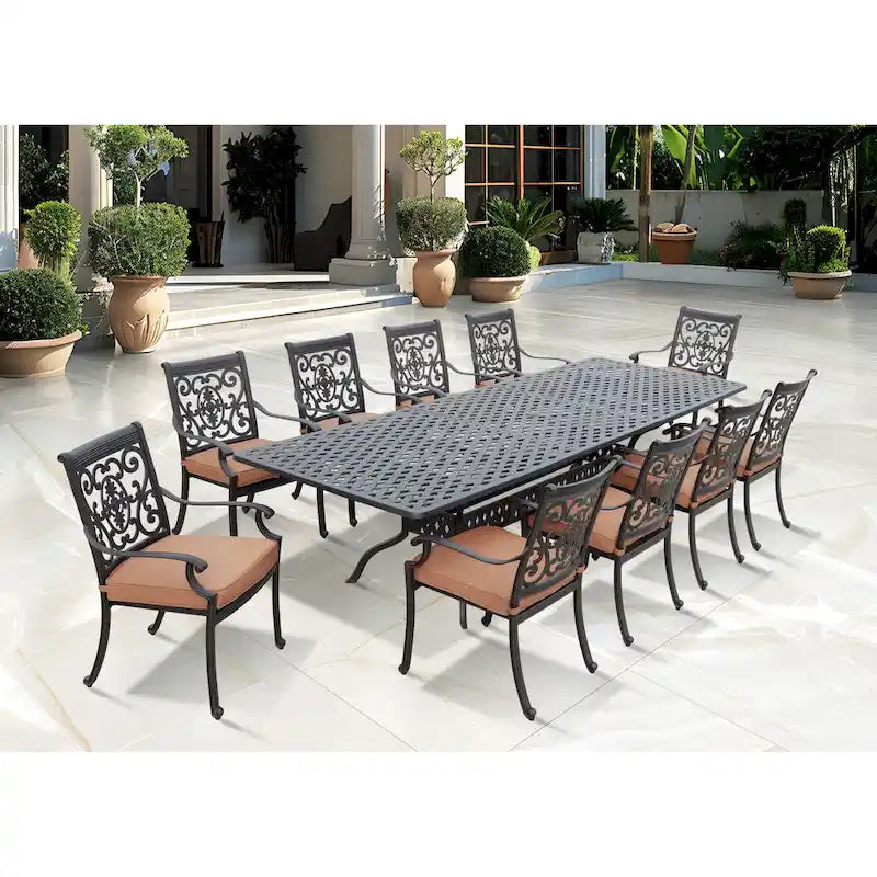 St.Cruz 11-Piece Patio Dining Set with 42 x 92 / 42 x 120 Extension Table