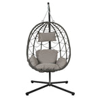 Fauteuil suspendu œuf avec support, balancelle d'intérieur/extérieur, fauteuil suspendu en osier pour terrasse, fauteuil suspendu en osier avec support
