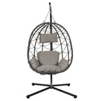 Egg Chair with Stand Indoor Outdoor Swing Chair Patio Wicker Hanging Egg Chair Hanging Basket Chair with Stand