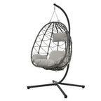 Fauteuil suspendu œuf avec support, balancelle d'intérieur/extérieur, fauteuil suspendu en osier pour terrasse, fauteuil suspendu en osier avec support
