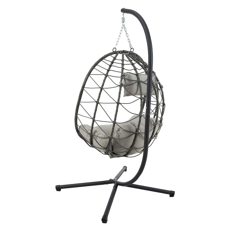 Fauteuil suspendu œuf avec support, balancelle d'intérieur/extérieur, fauteuil suspendu en osier pour terrasse, fauteuil suspendu en osier avec support
