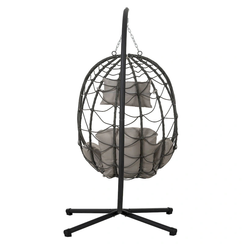 Fauteuil suspendu œuf avec support, balancelle d'intérieur/extérieur, fauteuil suspendu en osier pour terrasse, fauteuil suspendu en osier avec support