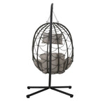 Fauteuil suspendu œuf avec support, balancelle d'intérieur/extérieur, fauteuil suspendu en osier pour terrasse, fauteuil suspendu en osier avec support