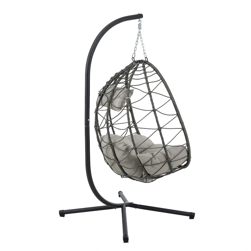 Fauteuil suspendu œuf avec support, balancelle d'intérieur/extérieur, fauteuil suspendu en osier pour terrasse, fauteuil suspendu en osier avec support