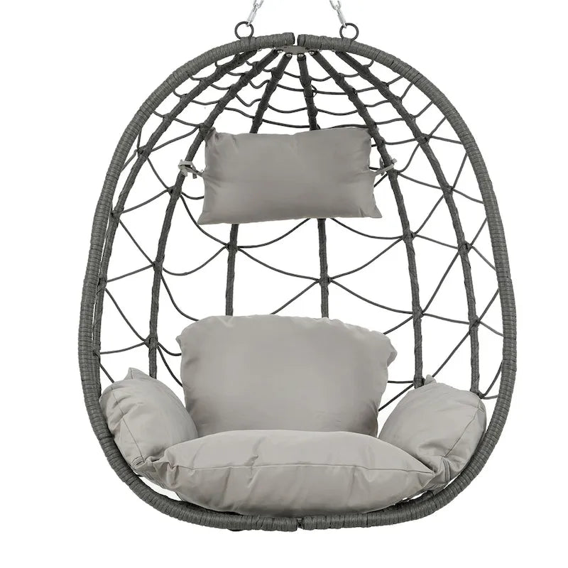 Fauteuil suspendu œuf avec support, balancelle d'intérieur/extérieur, fauteuil suspendu en osier pour terrasse, fauteuil suspendu en osier avec support