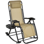 Fauteuils à bascule d'extérieur Outsunny - Modèle combiné, fauteuil inclinable pliable zéro gravité avec coussin, porte-gobelet et porte-téléphone