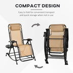 Fauteuils à bascule d'extérieur Outsunny - Modèle combiné, fauteuil inclinable pliable zéro gravité avec coussin, porte-gobelet et porte-téléphone