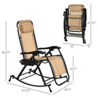 Fauteuils à bascule d'extérieur Outsunny - Modèle combiné, fauteuil inclinable pliable zéro gravité avec coussin, porte-gobelet et porte-téléphone