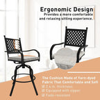 Tabourets de bar pivotants en aluminium beige pour terrasse (lot de 2)