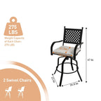 Tabourets de bar pivotants en aluminium beige pour terrasse (lot de 2)