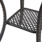 Ensemble de 3 fauteuils à bascule pivotants en osier avec table d'appoint - Marron