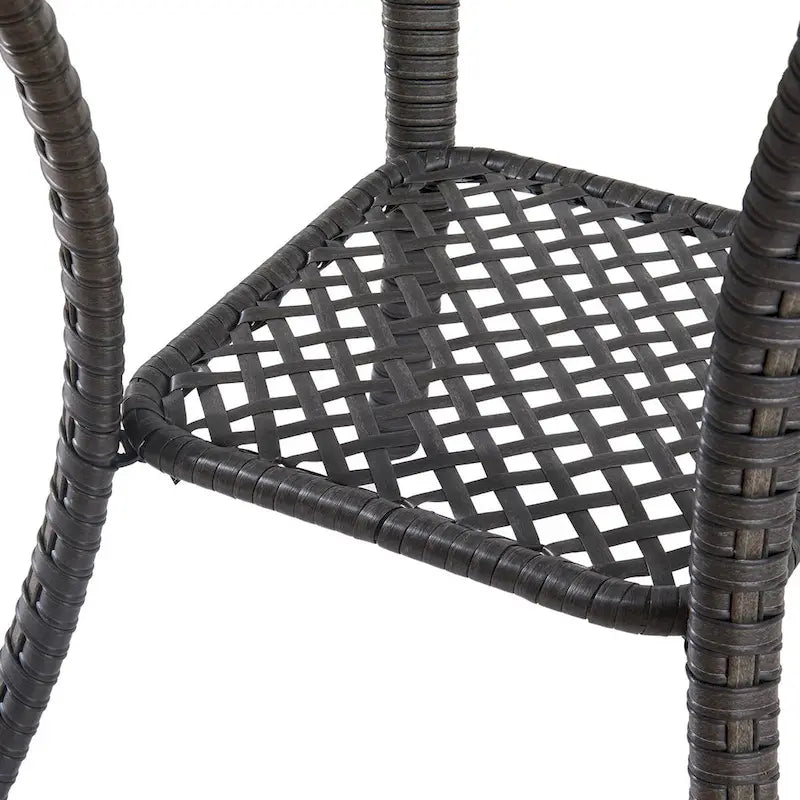 Ensemble de 3 fauteuils à bascule pivotants en osier avec table d'appoint - Marron