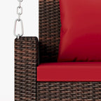 Balançoire suspendue en rotin tressé pour 2 personnes avec chaînes, coussin et oreiller - 50 x 20 pouces.
