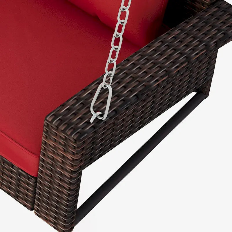 Balançoire suspendue en rotin tressé pour 2 personnes avec chaînes, coussin et oreiller - 50 x 20 pouces.