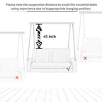 Balançoire suspendue en rotin tressé pour 2 personnes avec chaînes, coussin et oreiller - 50 x 20 pouces.