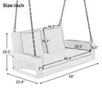 Balançoire suspendue en rotin tressé pour 2 personnes avec chaînes, coussin et oreiller - 50 x 20 pouces.