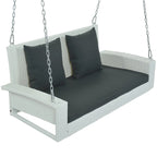 Balançoire suspendue en rotin tressé pour 2 personnes avec chaînes, coussin et oreiller - 50 x 20 pouces.