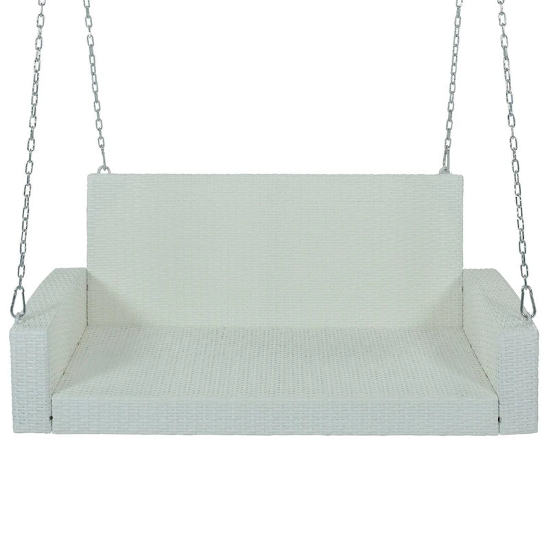 Balançoire suspendue en rotin tressé pour 2 personnes avec chaînes, coussin et oreiller - 50 x 20 pouces.